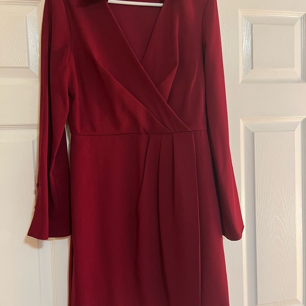 Taylor Deep Red Long Sleeve Dress